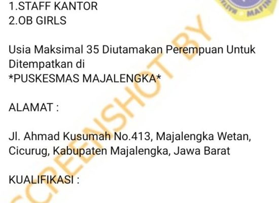 [SALAH] Postingan di Facebook Lowongan Pekerjaan Puskesmas Majalengka