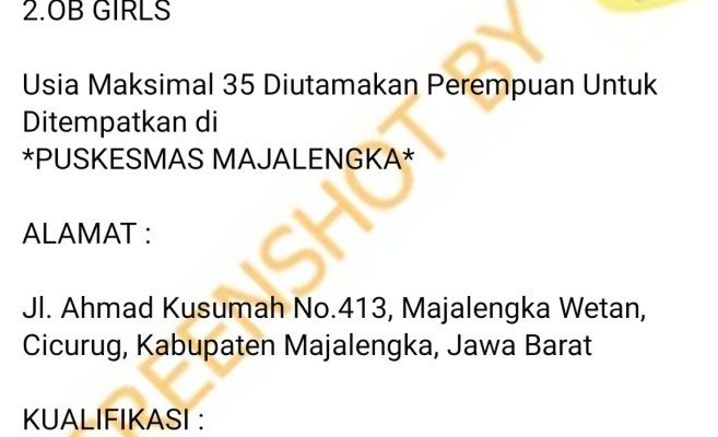 [SALAH] Postingan di Facebook Lowongan Pekerjaan Puskesmas Majalengka