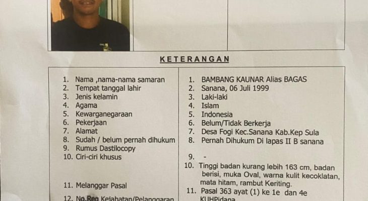 Satu Buron Maling Sapi di Kepulauan Sula Belum Tertangkap, Ini Sosoknya