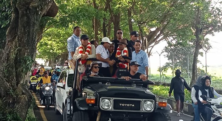 Kepulangan Bapaslon Wali Kota Ternate Syahril – Makmur Disambut Massa Pendukung  