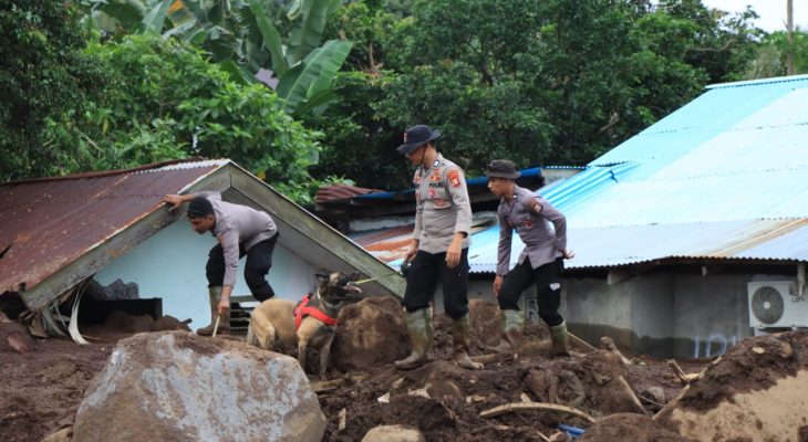 Polisi Kerahkan Anjing Pelacak Cari Korban Banjir Bandang Rua, Ternate