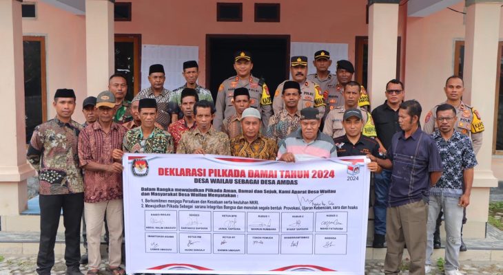 Polres Kepulauan Sula dan Warga Desa Wailau Deklarasi Pilkada Damai 2024