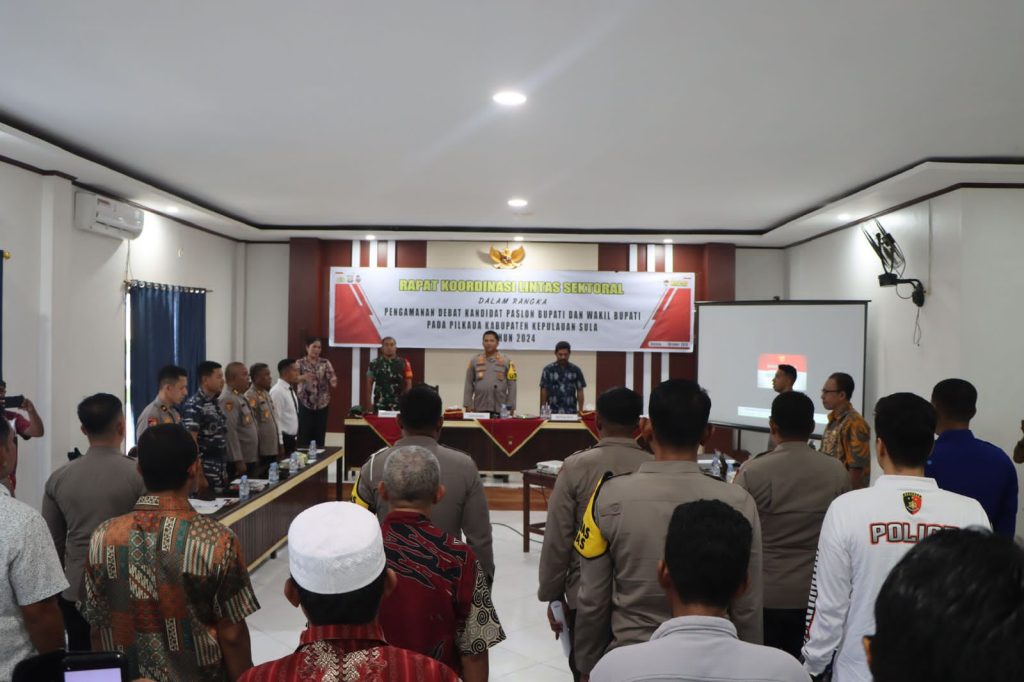 Polres Sula saat rapat lintas sektor amankan debat kandidat.(Foto: Humas Polres Sula)