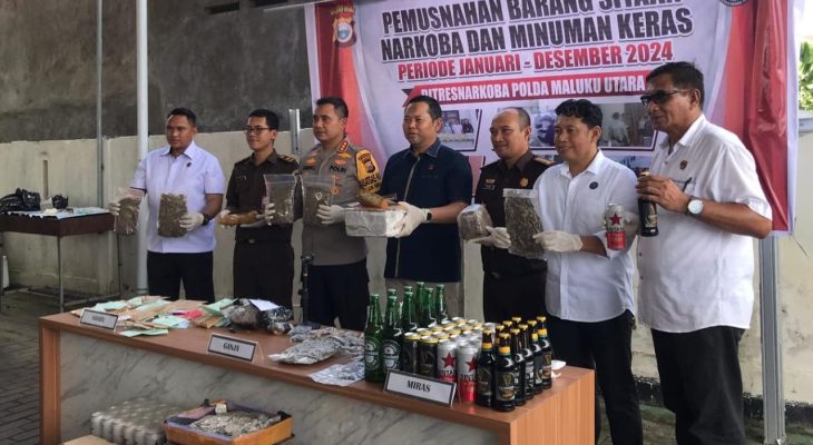 Ditresnarkoba Polda Maluku Utara Musnahkan Barang Bukti Perkara 2024