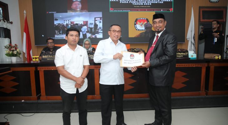 KPU Tetapkan Tauhid-Nasri Pemenang Pilwako Ternate 2024