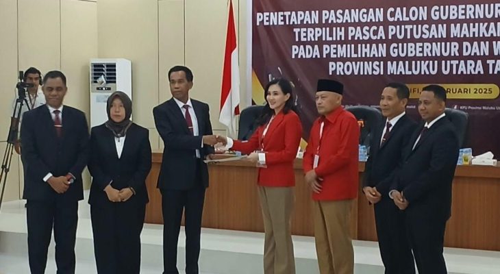 KPU Resmi Tetapkan Sherly-Sarbin sebagai Gubernur dan Wakil Gubernur Maluku Utara