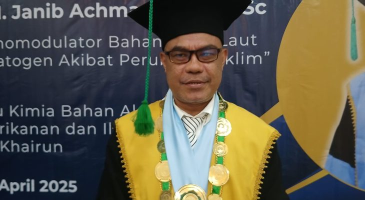 Prof. Janib Achmad  Dikukuhkan sebagai Guru Besar Unkhair, Soroti Dampak Perubahan Iklim di Maluku Utara