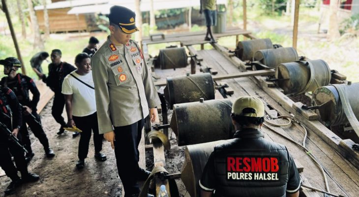 Polres Halmahera Selatan Tutup Dua Tambang Emas Ilegal di Obi