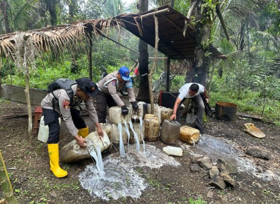 Polres Halmahera Selatan Grebek Tempat Produksi Cap Tikus di Gane Barat Utara