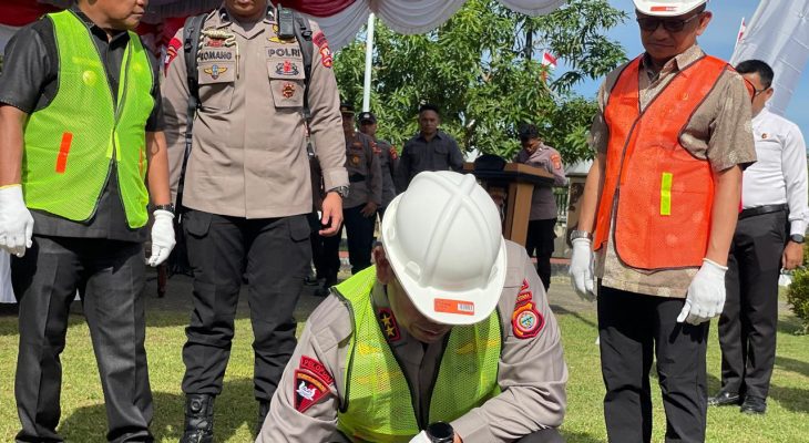 Gedung SPKT Polres Morotai Mulai Dibangun, Kapolda Letakkan Batu Pertama