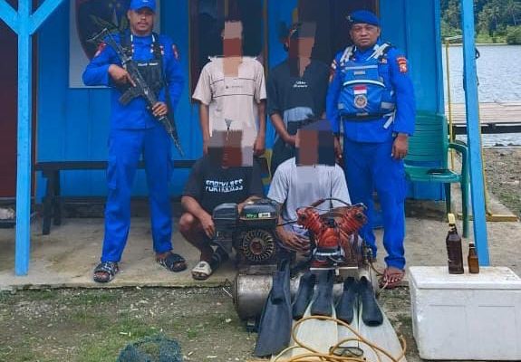 Tangkap Ikan Pakai Bahan Peledak, Empat Warga Halmahera Selatan Diamankan Ditpolairud Polda Malut