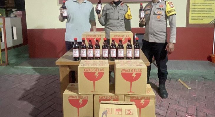 Ratusan Botol Miras Asal Cina Tanpa Pemilik Disita Polsek Ternate Selatan
