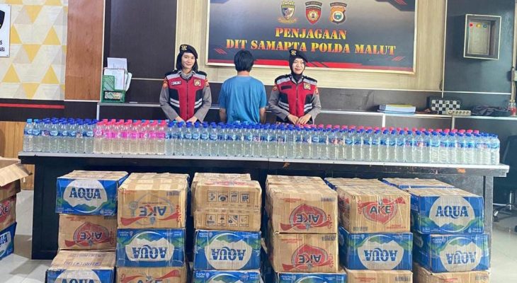 Simpan Ribuan Botol Cap Tikus, Penanggung Jawab KM Permata Bunda Diamankan Ditsamapta Polda Malut