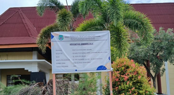 Pekerjaan Renovasi Rumah Dinas Gubernur Maluku Utara Melewati Batas Kontrak 