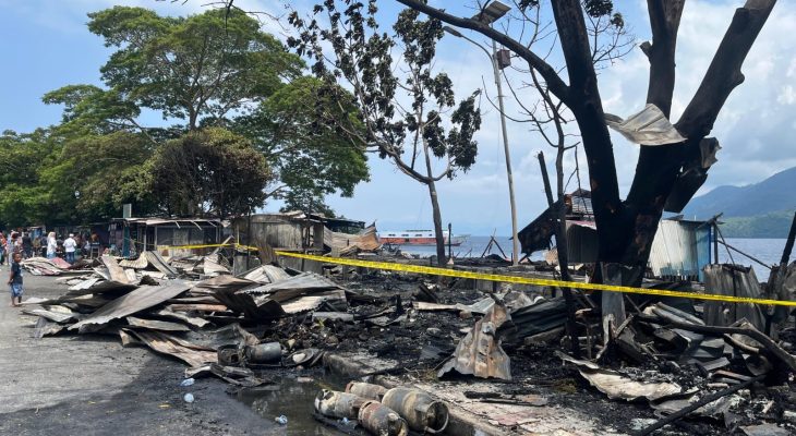 Polres Ternate Mulai Lidik Penyebab Kebakaran Lapak di Kelurahan Mangga Dua