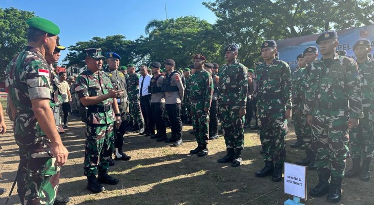 Persiapan Kedatangan Wapres RI, Korem 152/Babullah dan Polda Malut Gelar Apel Pasukan