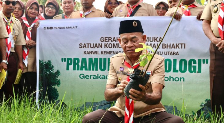 Gerakan Pramuka Kemenag Maluku Utara Gelar Aksi Tanam Pohon Bersama