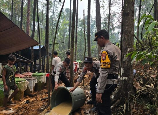 Polres Halteng Grebek Lokasi Produksi Miras, Barang Bukti Langsung Dimusnahkan
