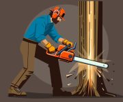 illustration lumberjack cutting tree with chainsaw 610956 2250