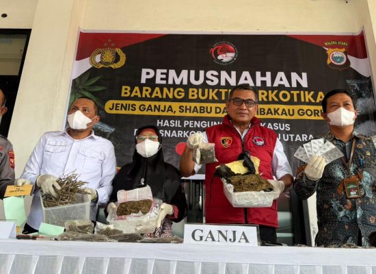 Polda Maluku Utara Musnahkan Barang Bukti Narkotika Kasus 2025