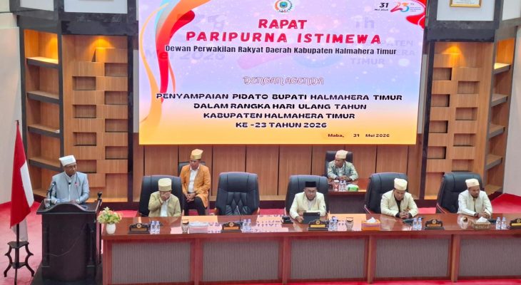 Bupati Tegaskan Percepat Pelayanan dan Pemerataan Pembangunan di Paripurna HUT Haltim ke-23