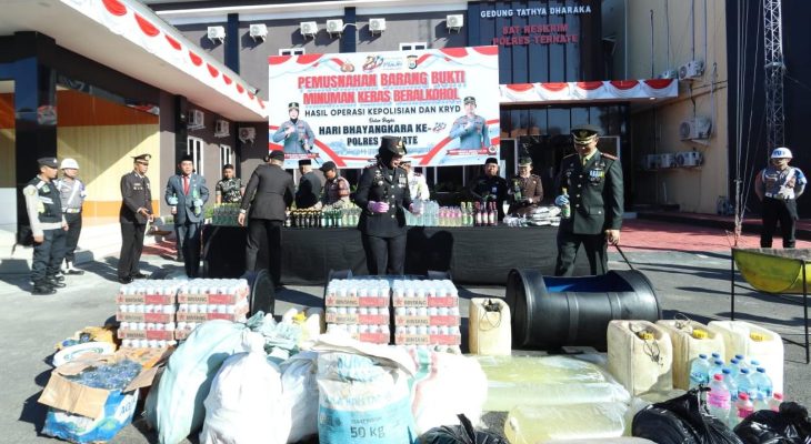 Polres Ternate Musnahkan Ganja dan Minuman Keras