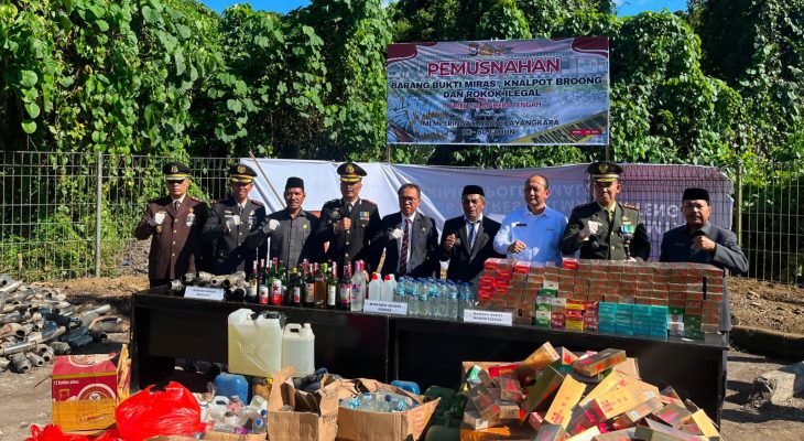 Polres Halmahera Tengah Musnahkan Rokok Ilegal dan Knalpot Brong