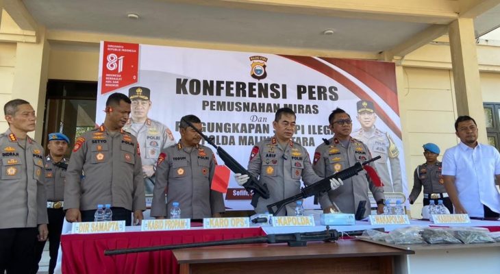 Polda Malut Tangkap 3 Tersangka Kasus Penyelundupan Senjata Api Ilegal dari Filipina