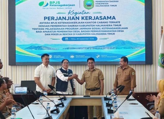 Bupati Halmahera Timur Kukuhkan Agen PERISAI, Perkuat Sinergi Perluasan Perlindungan Jaminan Sosial Ketenagakerjaan