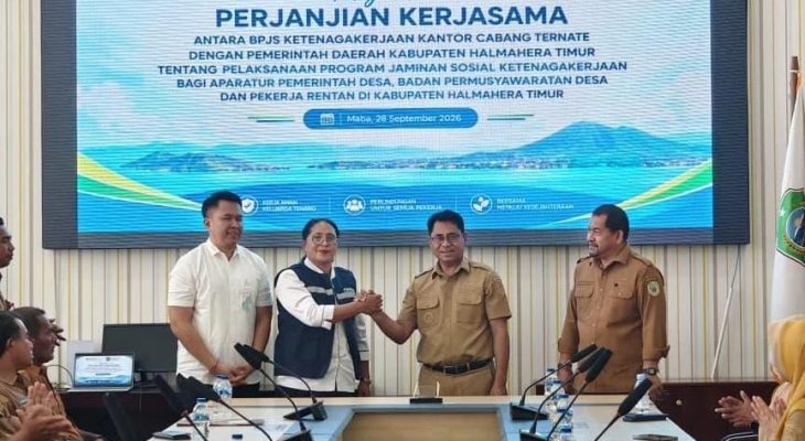 Bupati Halmahera Timur Kukuhkan Agen PERISAI, Perkuat Sinergi Perluasan Perlindungan Jaminan Sosial Ketenagakerjaan